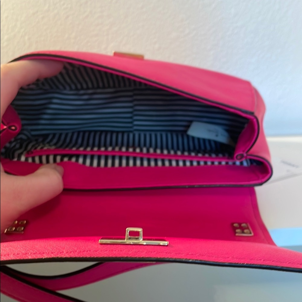 Kate Spade Pink Crossbody Saddle Bag with Silver Hardware - Picture 4 of 5